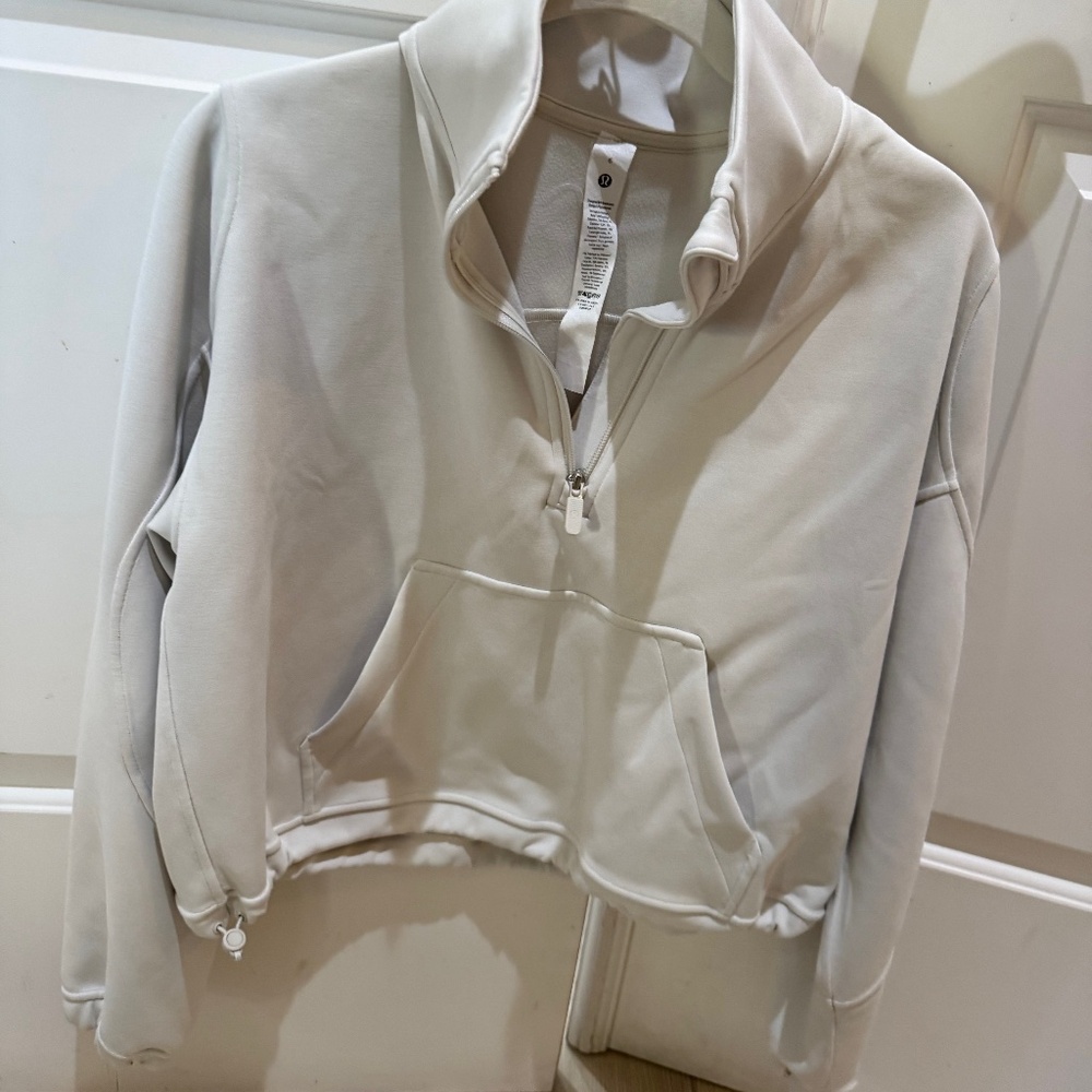 Lululemon Brushed Softstreme Half Zip in Bone